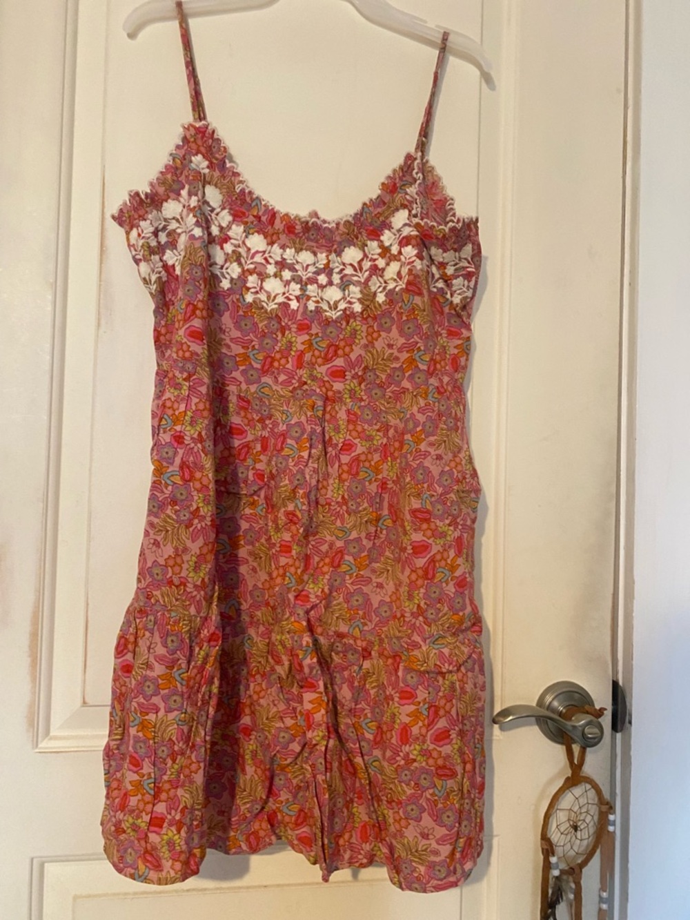 Natural Life Floral Pink Lace-Trim Sun Dress